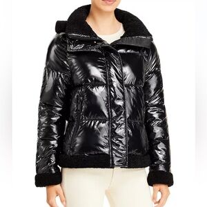 Calvin Klein Black Glossy Puffer Jacket with Hood